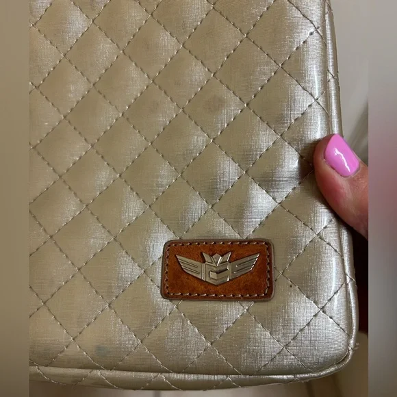 Consuela Candy Crush Quilted Metallic Champagne Slim Crossbody Bag Retired - Picture 4 of 16